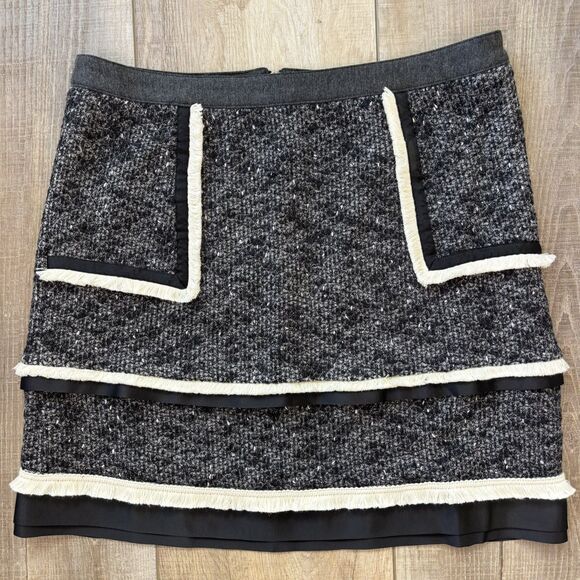 THML Dresses & Skirts - THML Womens Tweed Mini Skirt Sz M Career Mob Wife Preppy Old Money Blair Waldorf